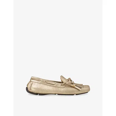 Jimmy Choo Womens  Manon F Metallic Reverse Suede Loafers