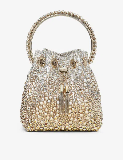JIMMY CHOO WOMENS GOLD/SILVER BON BON SATIN TOP-HANDLE BAG