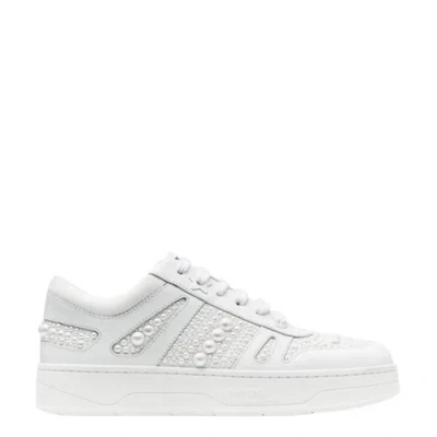 Jimmy Choo Womens  Hawaii/f White Low Top Sneakers In Animal Print