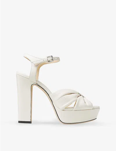 JIMMY CHOO WOMENS LATTE HELOISE 120 KNOTTED-STRAP LEATHER PLATFORM HEELS EUR 41.5 / 8.5 UK,66616376
