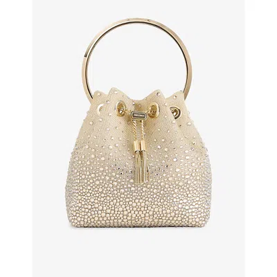 JIMMY CHOO WOMENS HONEY MIX/LIGHT GOLD BON BON CRYSTAL-MESH TOP-HANDLE BAG