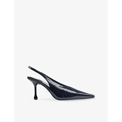 Jimmy Choo Womens Isa 80 Leather Pumps Marine Eur 39 / 6 Uk