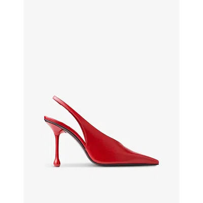 JIMMY CHOO WOMENS RUBY RED ISA 95 SLINGBACK LEATHER HEELED COURTS EUR 41 / 8 UK