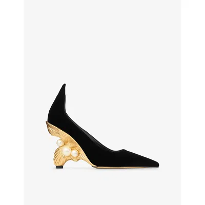 Jimmy Choo Womens Ithaca 95 Velvet Heeled Pumps Black Eur 39 / 6 Uk
