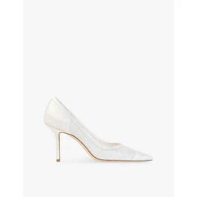 Jimmy Choo Love 85 Slingback Heels In White
