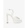 Jimmy Choo Karli 125 Crystal Satin Platform Sandals In Ivory/crystal