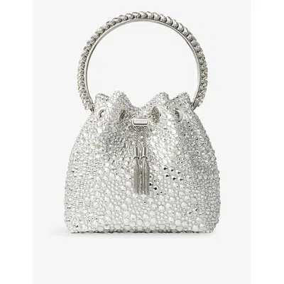 Jimmy Choo Womens Ivory/crystal/silver Bon Bon Crystal-embellished Satin Bag
