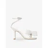 Jimmy Choo Womens  Staz 90 Mesh-bow Satin Heeled Sandals In Ivory/ivory