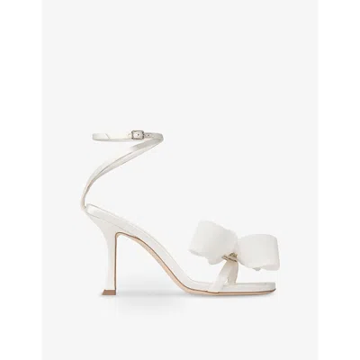 Jimmy Choo Womens  Staz 90 Mesh-bow Satin Heeled Sandals In Ivory/ivory