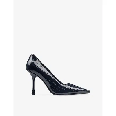 Jimmy Choo Womens Ixia 95 Croc-embossed Leather Pumps Marine Eur 40 / 7 Uk