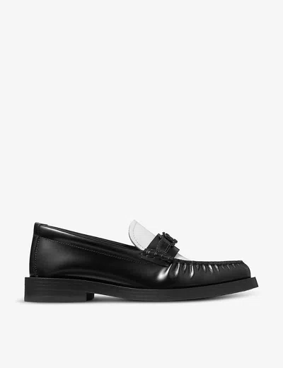 JIMMY CHOO WOMENS JIMMY CHOO ADDIE LOGO-PLAQUE LEATHER LOAFERS