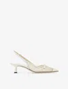Jimmy Choo Amita 45 Slingback Pumps In Mesh In White/latte