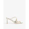 Jimmy Choo Womens Champagne Anise 75 Glitter-effect Leather Heeled Sandals In Champagne