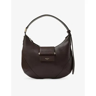 Jimmy Choo Womens Chocolate/shiny Gold Bar Hobo Small Leather Shoulder Bag In Multi