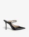 Jimmy Choo Bing 100 Crystal-embellished Patent-leather Mules In Black