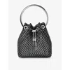 Jimmy Choo Womens  Bon Bon Crystal-embellished Satin Bag In Black/crystal