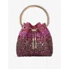 Jimmy Choo Womens Winter Bloom/violet Bon Bon Crystal-embellished Satin Handbag