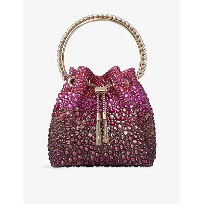 Jimmy Choo Womens Winter Bloom/violet Bon Bon Crystal-embellished Satin Handbag