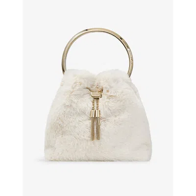Jimmy Choo Womens  Bon Bon Faux-fur Top-handle Bag In Latte/light Gold