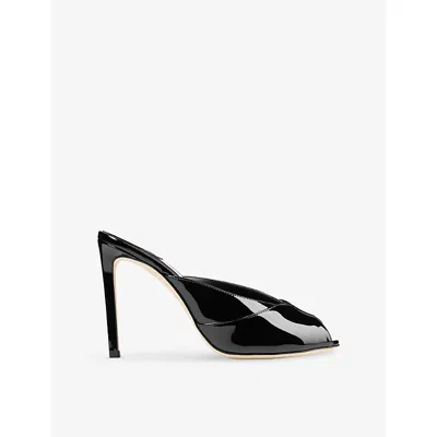 Jimmy Choo Womens Black Brigitte 100 Patent Leather Mules Eur 39 / 6 Uk