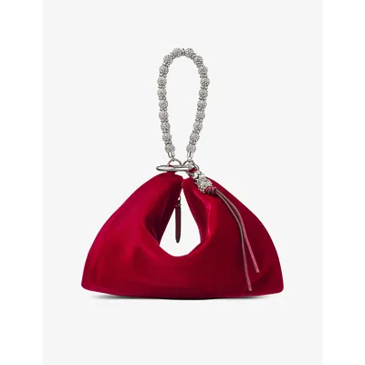 Jimmy Choo Womens Ruby Red/silver Callie Velvet Clutch Bag