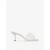 Jimmy Choo Womens Ivory/white Cary 70 Satin Heeled Mules Eur 37.5 / 4.5 Uk