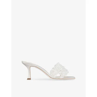 Jimmy Choo Womens Ivory/white Cary 70 Satin Heeled Mules Eur 37.5 / 4.5 Uk