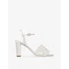 Jimmy Choo Womens Ivory/white Cary 85 Satin Block-heel Sandals Eur 38/5 Uk