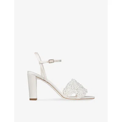 Jimmy Choo Womens Ivory/white Cary 85 Satin Block-heel Sandals Eur 38/5 Uk
