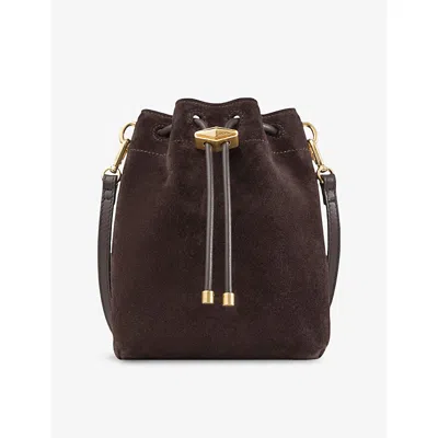 Jimmy Choo Womens Coffee/gold Cinch Mini Suede Cross Body Bag
