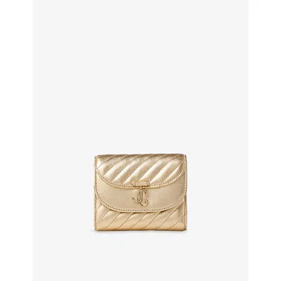 Jimmy Choo Womens Gold/shiny Gold Curve Marinda Quilted Metallic Leather Wallet