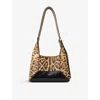 Jimmy Choo Leopard Print Shoulder Bag With Adjustable Strap In Natural/black/gold