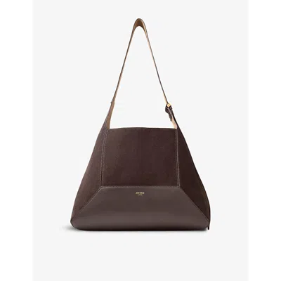 JIMMY CHOO WOMENS COFFEE/GOLD DIAMOND HOBO MEDIUM SUEDE SHOULDER BAG