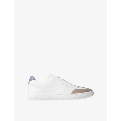 Jimmy Choo Womens V Blue Haze Mix Diamond Light Flex Leather Trainers Eur 41 / 7 Uk In White