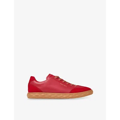 Jimmy Choo Womens V Ruby Red Diamond Light Logo-embossed Leather Low-top Trainers