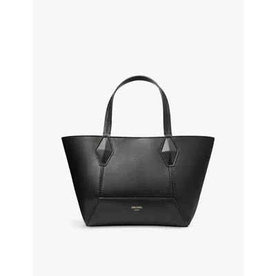 Jimmy Choo Womens Diamond Logo-embossed Leather Tote Bag Black