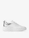 Jimmy Choo Womens  Diamond Maxi Brand-embossed Leather Low-top Trainers In White/silver Tone