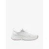 Jimmy Choo Diamond Run Leather Mesh Sneakers Pull Tab In White