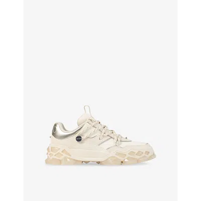 Jimmy Choo Womens  Diamond X Ii Mixed Leather Low-top Trainers In X Latte