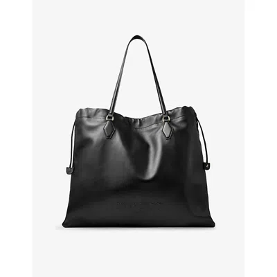 Jimmy Choo Womens Black/light Gold Drawstring Embossed-logo Nappa Leather Tote Bag