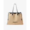 Jimmy Choo Womens Natural/black/gold Drawstring Raffia And Leather Large Tote Bag