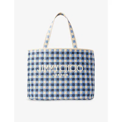 Jimmy Choo Womens Marine Mix/ecru East-west Beach Raffia Tote Bag