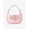 Jimmy Choo Edie Mini Embellished Ruched Satin Shoulder Bag In Rose/light Gold