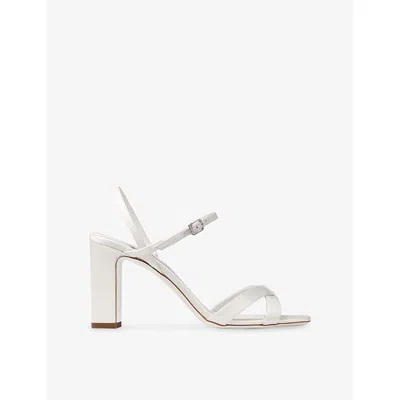 Jimmy Choo Elsy 85 Satin Slingback Sandals In White