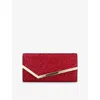 Jimmy Choo Womens Ruby Red Emmie Glitter Woven Clutch Bag In Red