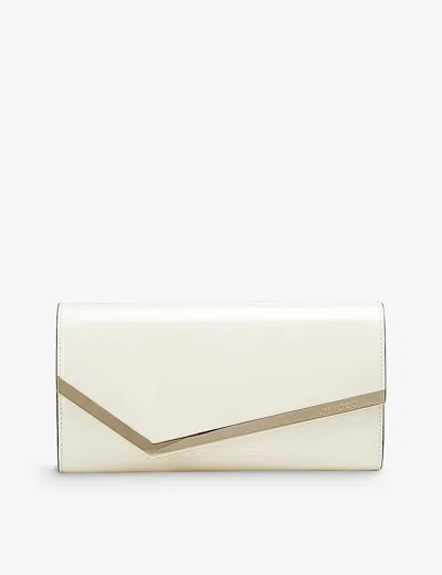 Jimmy Choo Womens  Emmie Patent-leather Clutch In Latte/light Gold