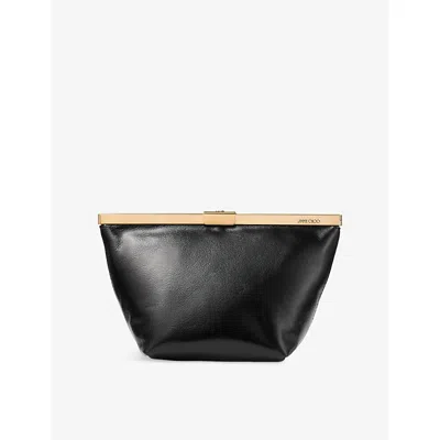 Jimmy Choo Womens Black/gold Ganache Biker Leather Clutch Bag In Multi