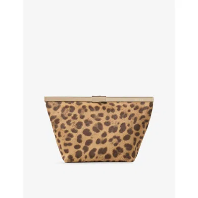 Jimmy Choo Womens Natural/light Gold Ganache Leopard-print Pony Hair-leather Clutch Bag
