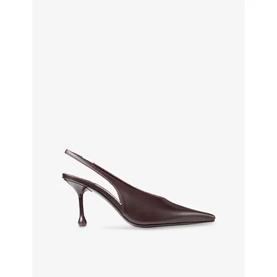 JIMMY CHOO WOMENS DEEP MERLOT ISA 80 SLINGBACK LEATHER PUMPS EUR 36.5 / 3.5 UK