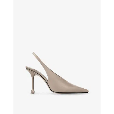 Jimmy Choo Womens Taupe Isa 95 Slingback Leather Heeled Courts